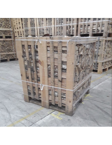 Oak log crate delivery with crane lorry