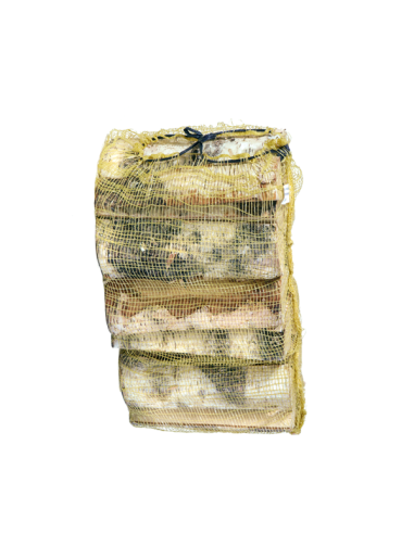 Kiln dried birch log nets on pallet for delivery