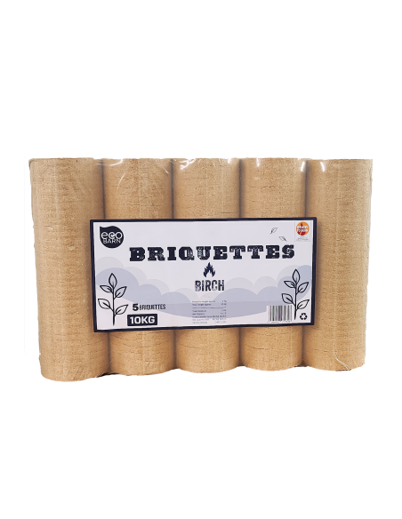 Eco briquettes 10kg compressed birch wood logs